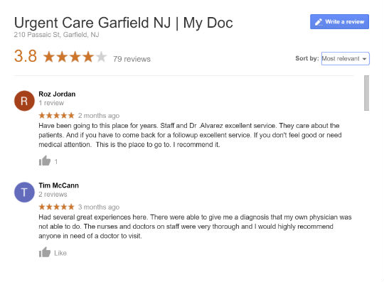 My Doc google reviews